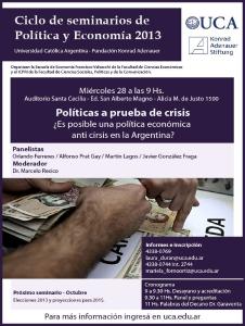 La Fundación Konrad Adenauer y la Universidad Católica Argentina invitan al seminario "Politica a prueba de crisis"