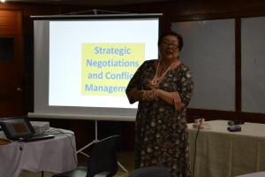 Former Department of Labor and Employment Secretary Nieves Confesor explains the set of skills needed for Interest-based Negotiation