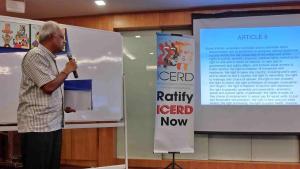 Charles Santiago, a Member of the Parliament of Malaysia launching Article 5 of ICERD