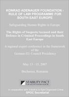 The Rights of Suspects and Defendants in Criminal Proceedings in South East Europe