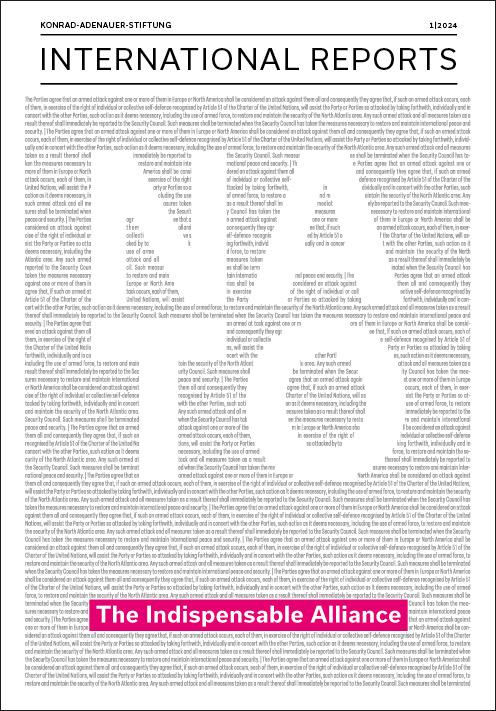 The cover shows the North Atlantic Treaty, Article 5.