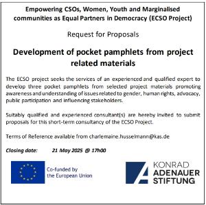 ECSO Project Advert for short term consultancy pocket pamphlet development