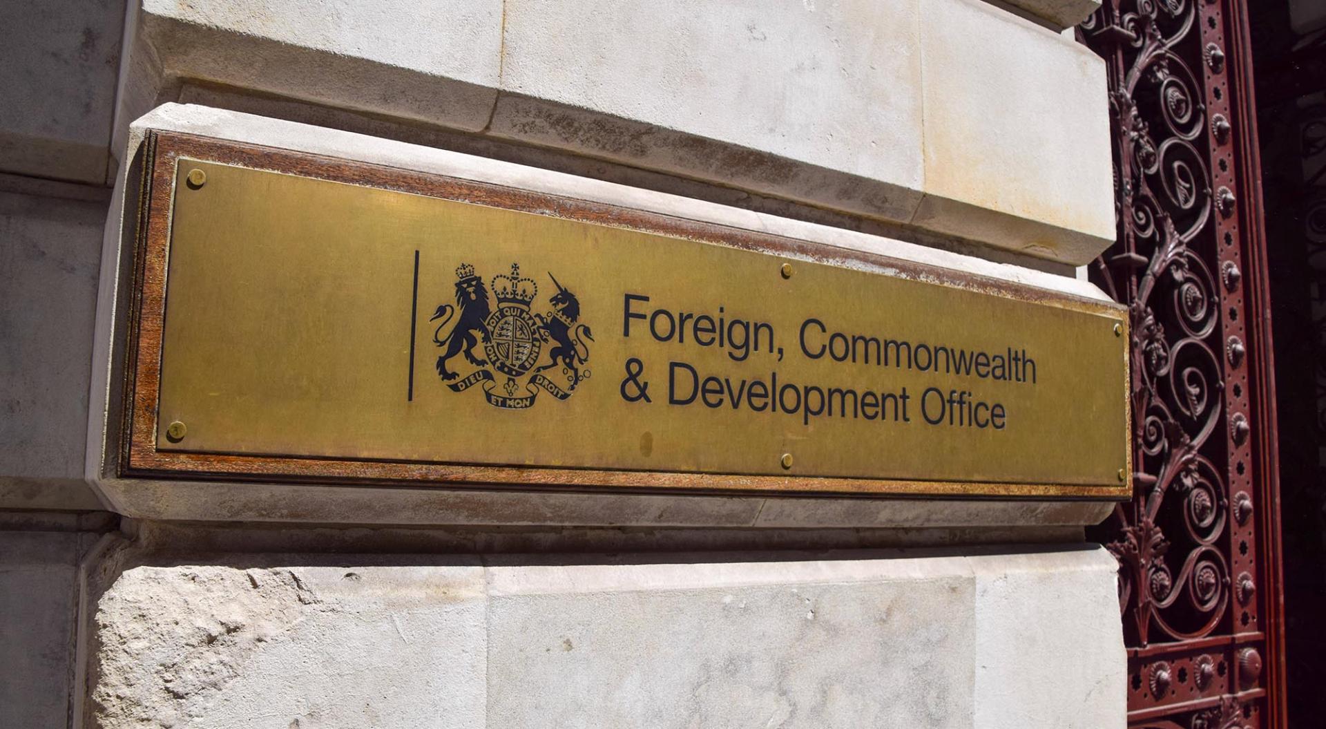 Exterior view of the Foreign, Commonwealth and Development Office in Westminster as it announces major cuts to senior management staff. May 25, 2025, London, England, United Kingdom.