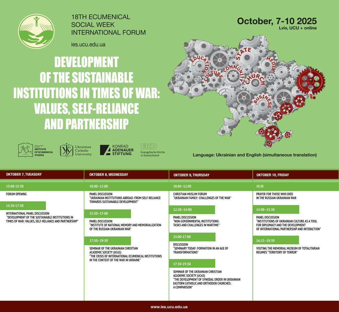 Agenda 18th Ecumenical Social Week, Oct 7-10, 2025