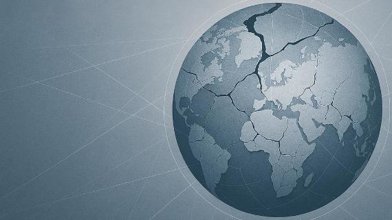 graue und zerrissene Weltkugel