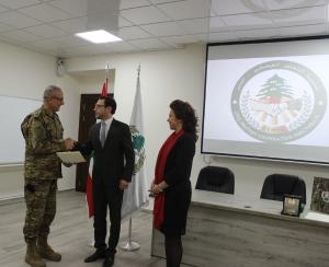 Handing over a donation of 7 laptops to the Directorate for Civil-Military Cooperation at the Lebanese Armed Forces