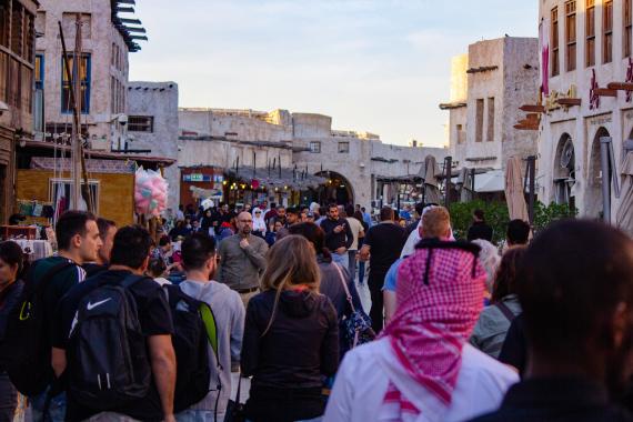 People Strolling in Souq Waqif, Doha