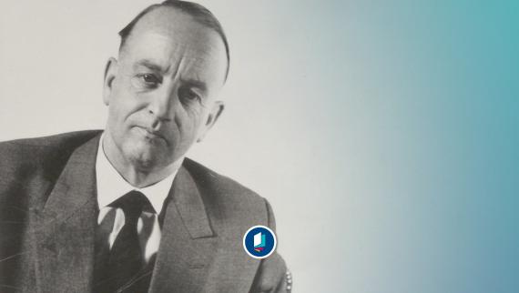 Joachim Ritter am Schreibtisch sitzend, Aufnahme vom 20.04.1963. (Bildausschnitt)