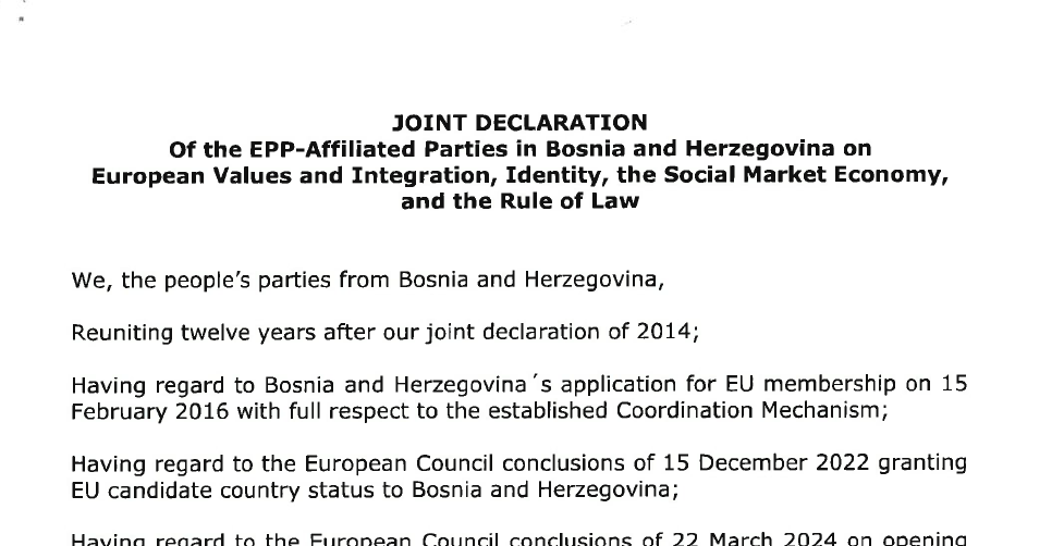 JOINT EPP DECLARATION BiH