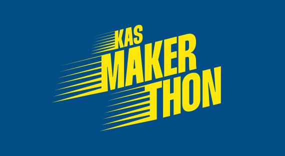 Kas Makerthon Schriftzug auf blauem Hintergrund