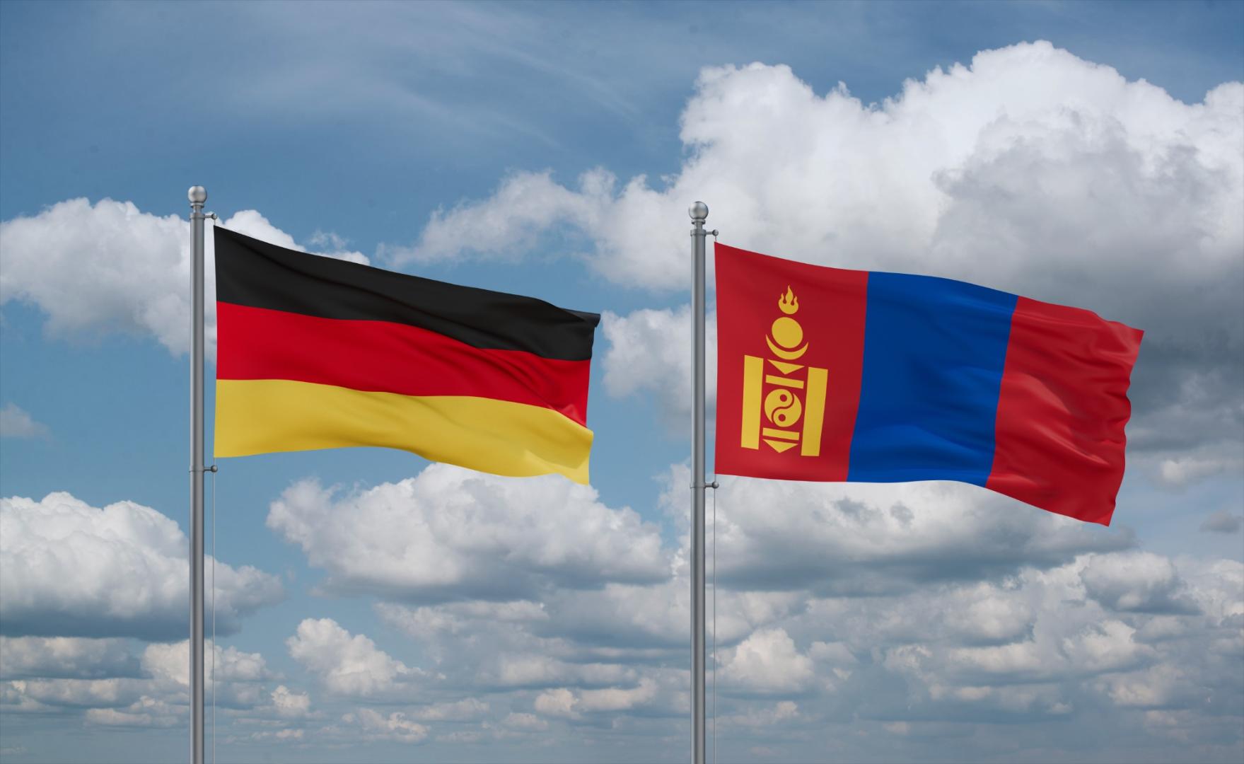 Flaggen von Deutschland und der Mongolei