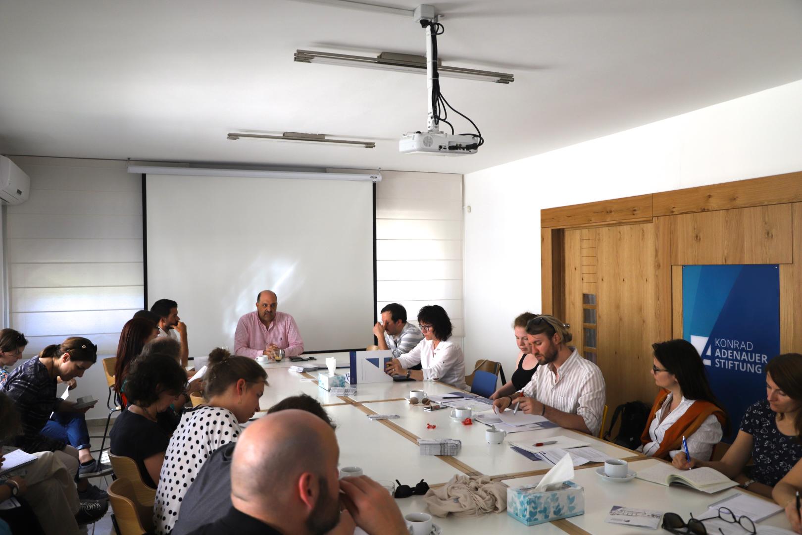 At the KAS Office in Ramallah with the US-Palestinian entrepreneur Sam Bahour