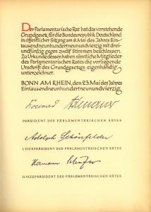 Grundgesetz: Unterschrift Adenauer 1949-05-23