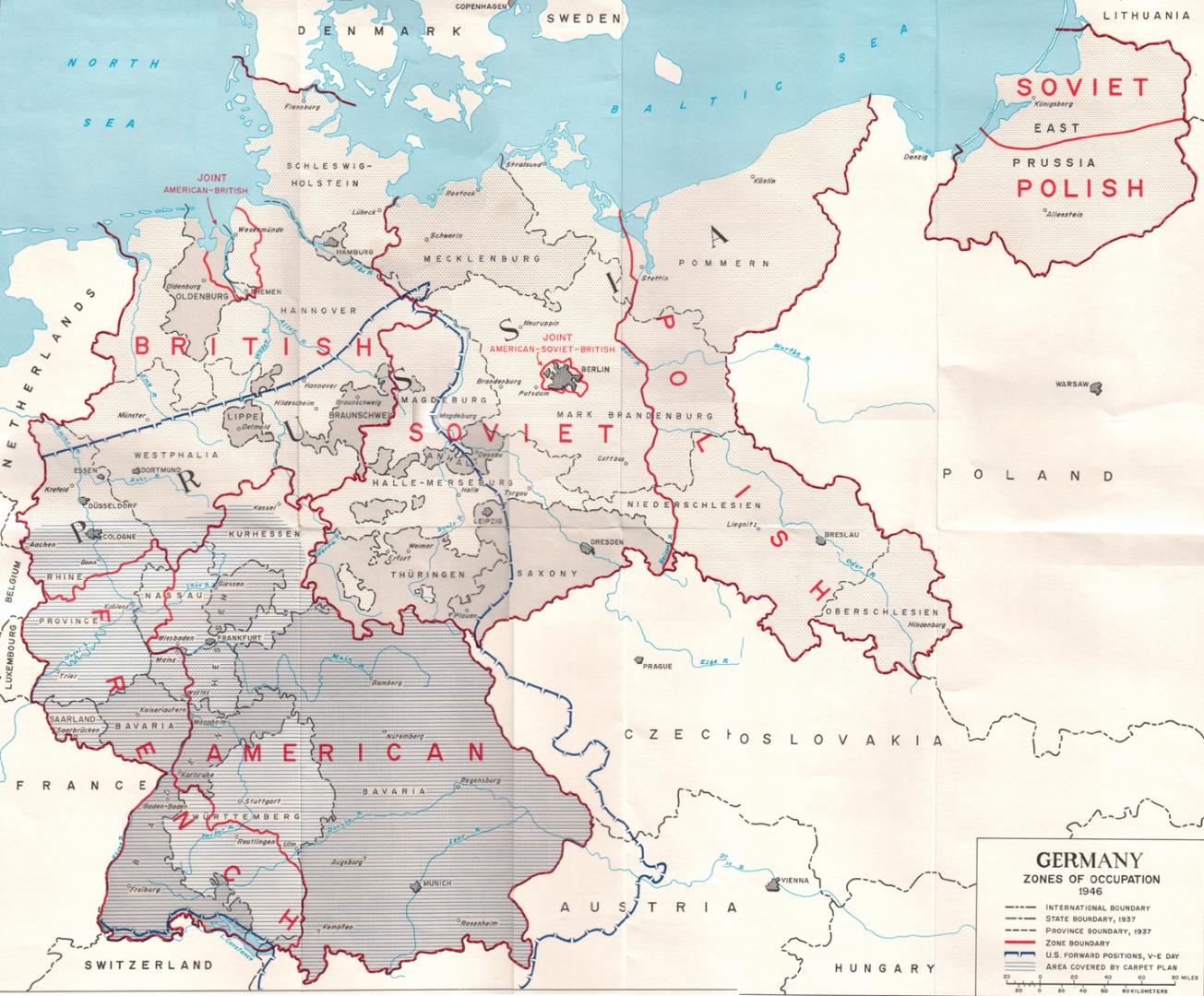 Landkarte Deutschland 1945 | Rurradweg Karte